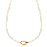 14k gold fill statement clasp and pearl necklace