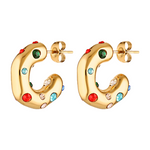 gold filled earrings Carnival  hoops with coloured gemstones 