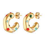 gold filled earrings Carnival  hoops with coloured gemstones 