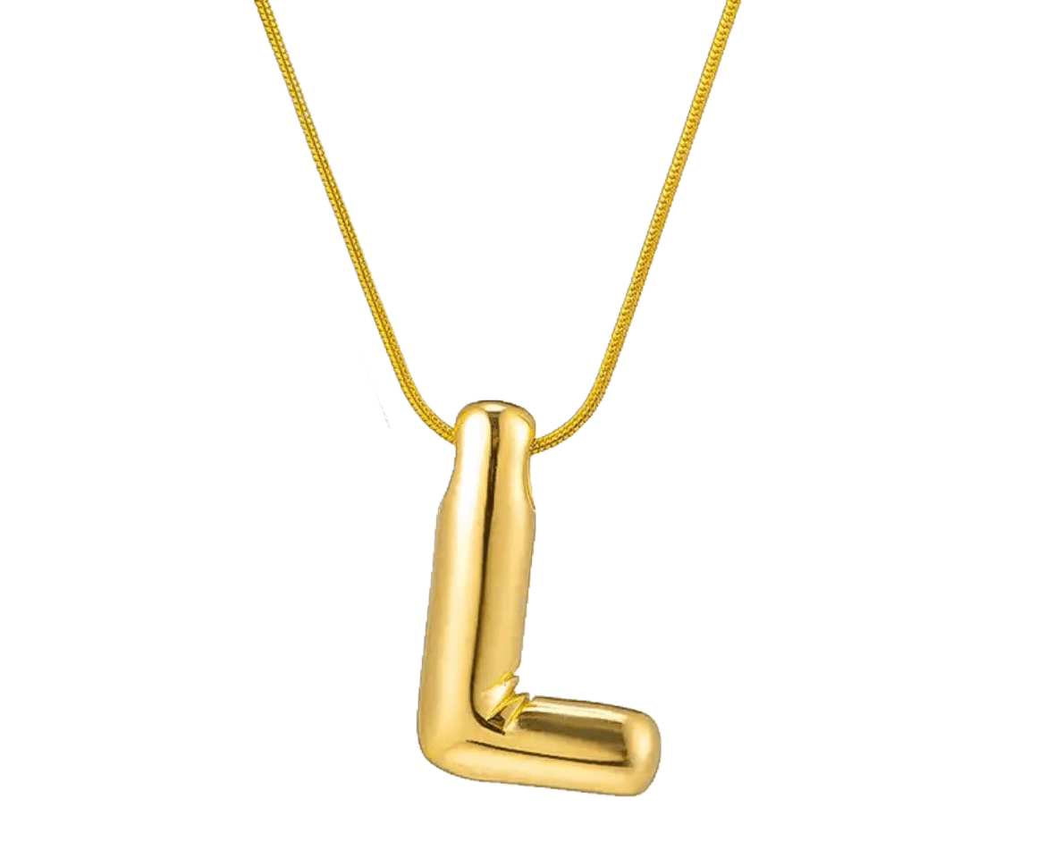 K letter in gold on a gold fill chain 