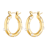 gold filled hoops with pearl and diamanté detail 