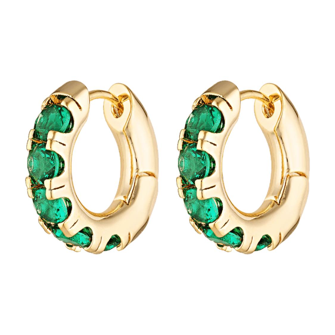 Emerald green gold filled earrings