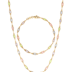 Pastel rainbow bracelet and necklace set in gold 