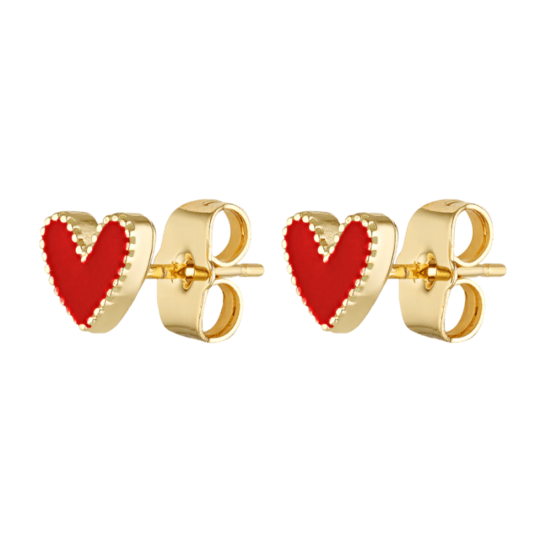 Cute red heart stud earrings