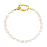 Freshwater pearl bracelet with unique gold clasp 