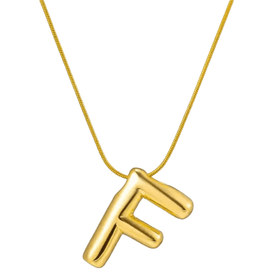 Letter F initial in gold necklace 