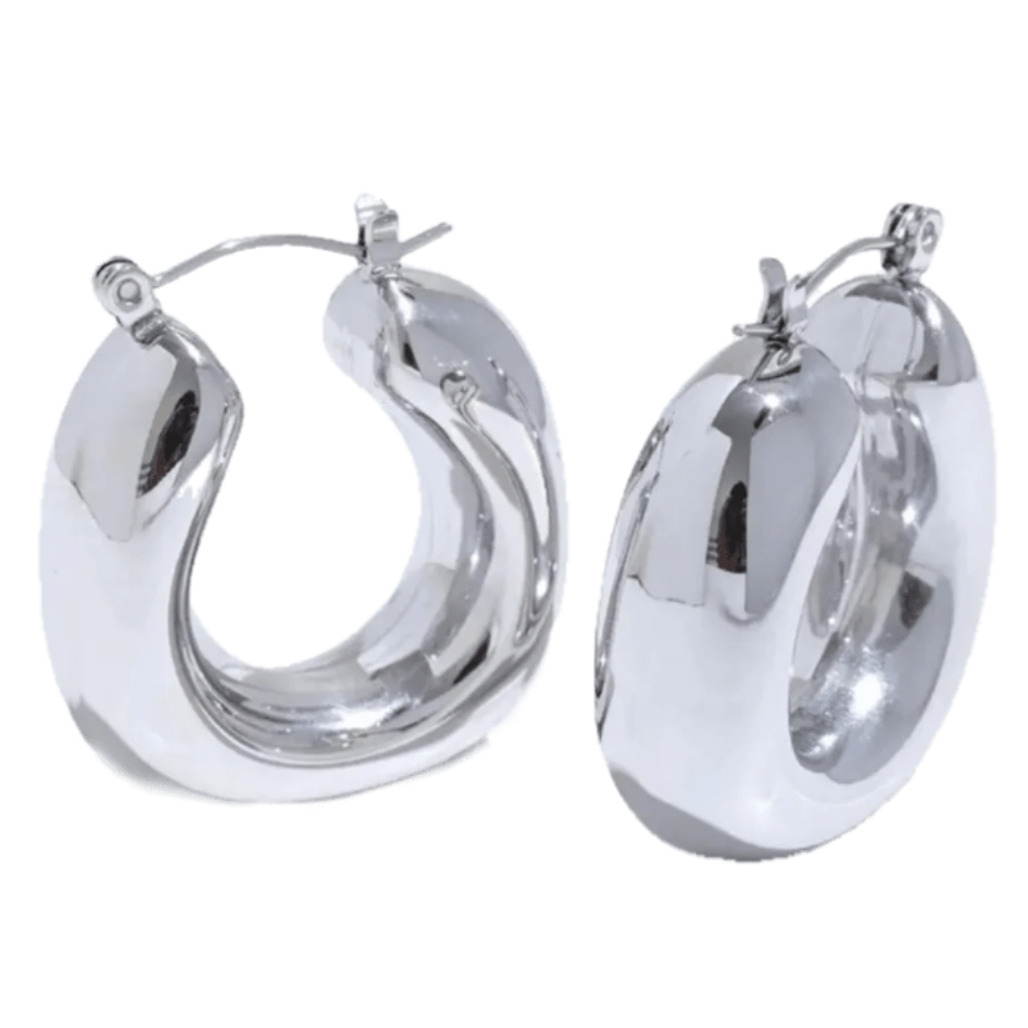 Large Silver hoops called Pamu 