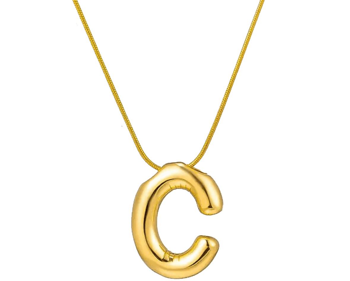 C shaped initial necklace 