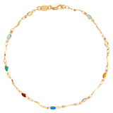 gold filled multicolour gemstone anklet