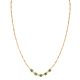 gold filled Giska necklace with small green gems