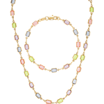 Pastel coloured gold fill necklace and bracelet set 