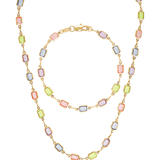 Pastel coloured gold fill necklace and bracelet set 