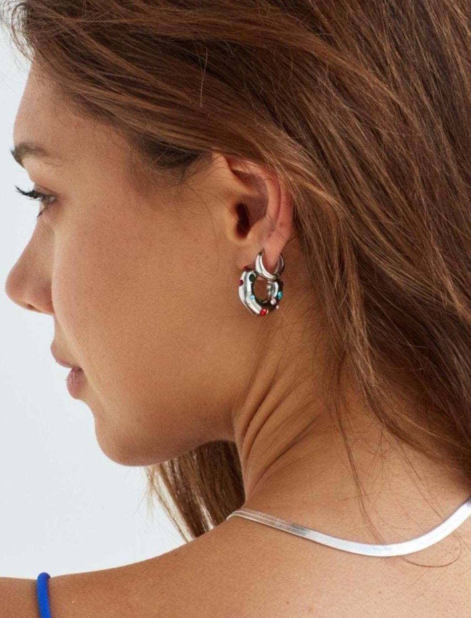 Model in Bixby and Co silver ear stack 