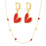 Cupid set with heart shaped hoop earrings and dainty heart necklace