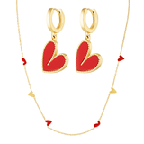 Cupid set with heart shaped hoop earrings and dainty heart necklace