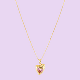 Heart shaped 18k gold fill pink necklace 