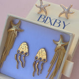 Starfish shaped earrings in Bixby and Co packaging 