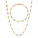 Rainbow necklace and bracelet set in pastel coloured gems 