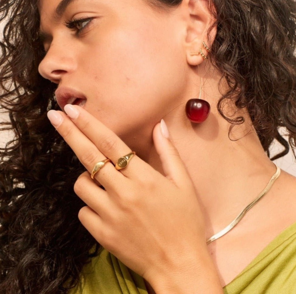 Cherry shaped pendant earrings