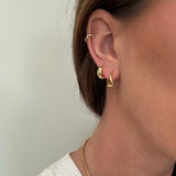 New Classic small Gold hoops and small Gold Huggie earring Stack 
