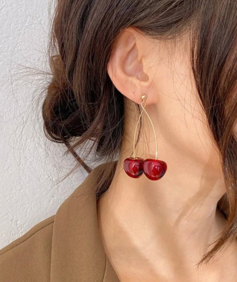 Double cherry drop earrings like the Jacqemus Cherry Earrings