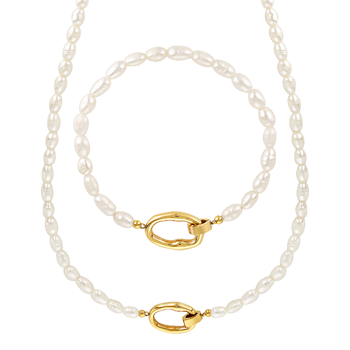 Freshwater Pearl necklace and bracelet set 