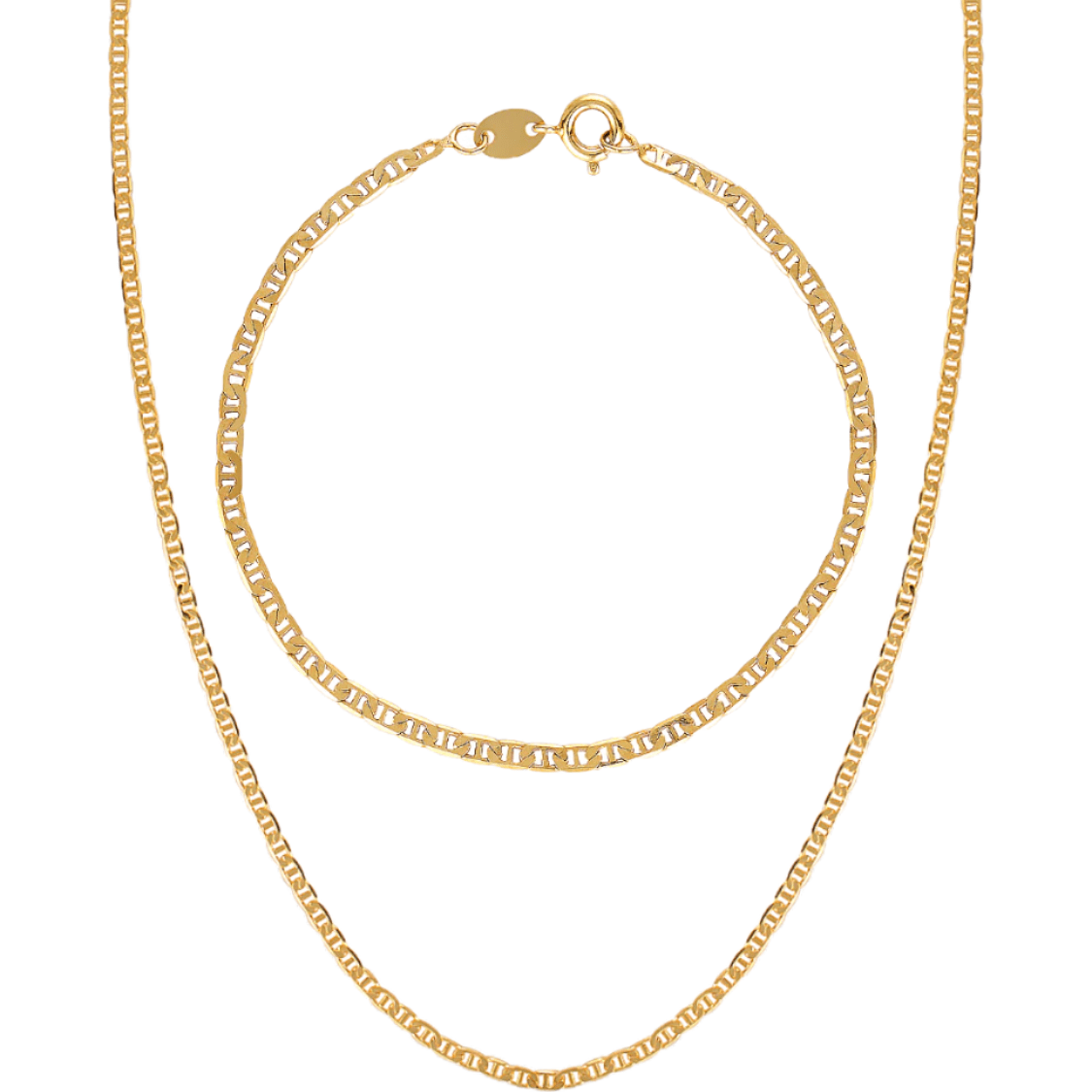 Fine mariner link Summer necklace and bracelet set in 18k Gold Fill