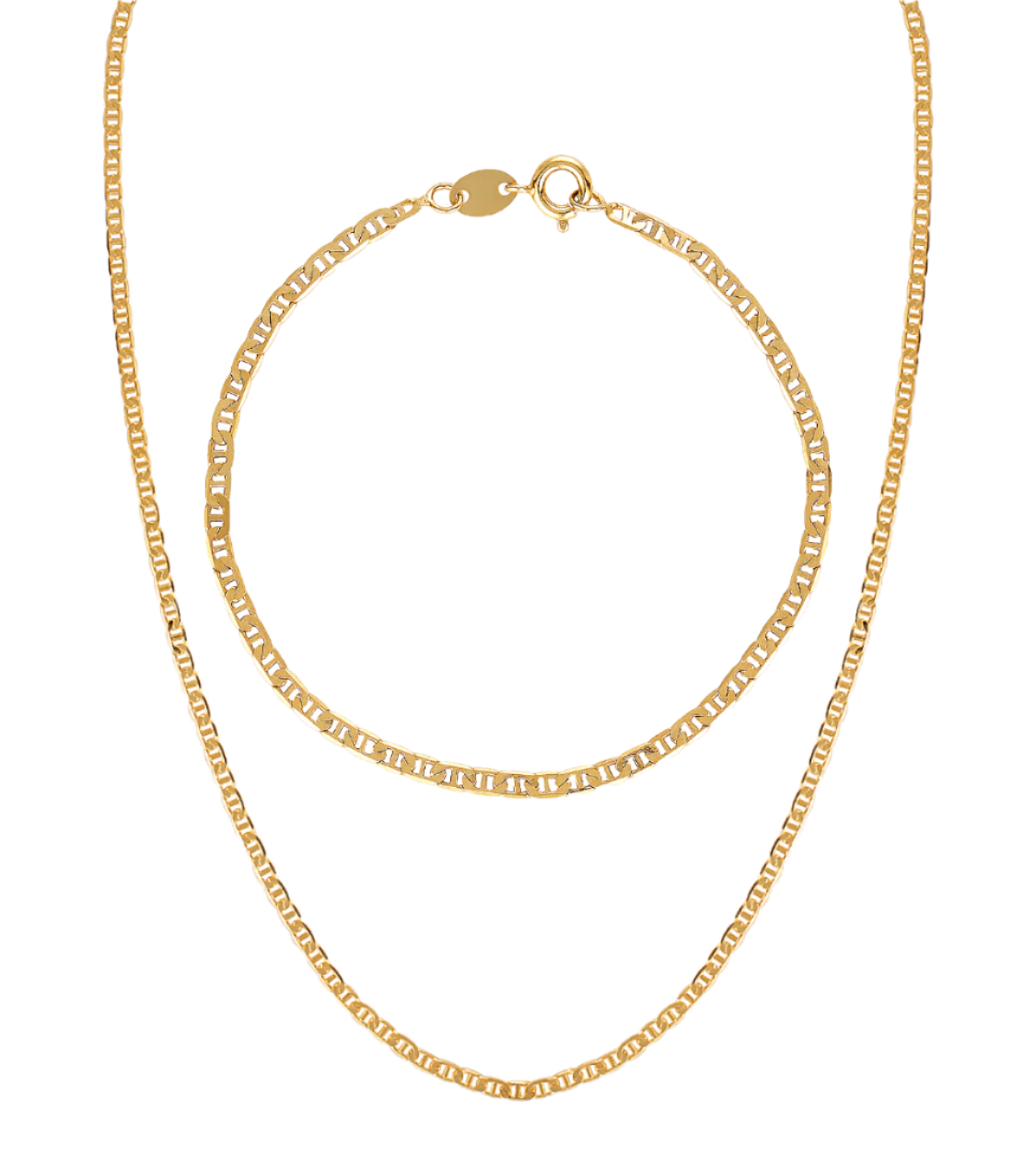 Fine mariner link Summer necklace and bracelet set in 18k Gold Fill