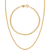 Fine mariner link Summer necklace and bracelet set in 18k Gold Fill