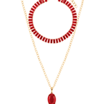 Lillian Set - red crystal bracelet and necklace in gold 