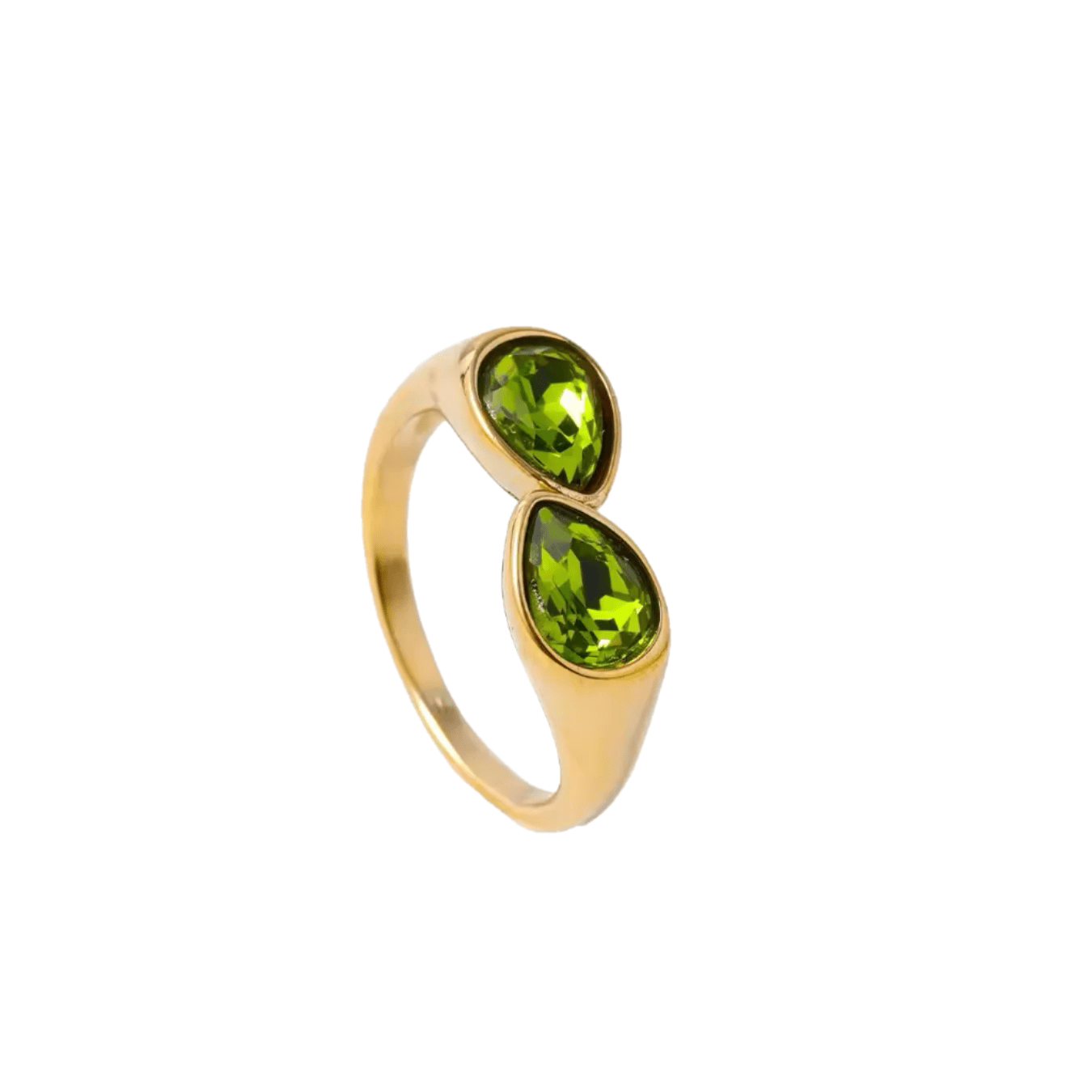 Bright green adjustable gemstone ring in 14k gold fill