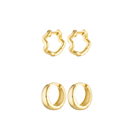 Small earring Stack of 18k gold fill Huggies 