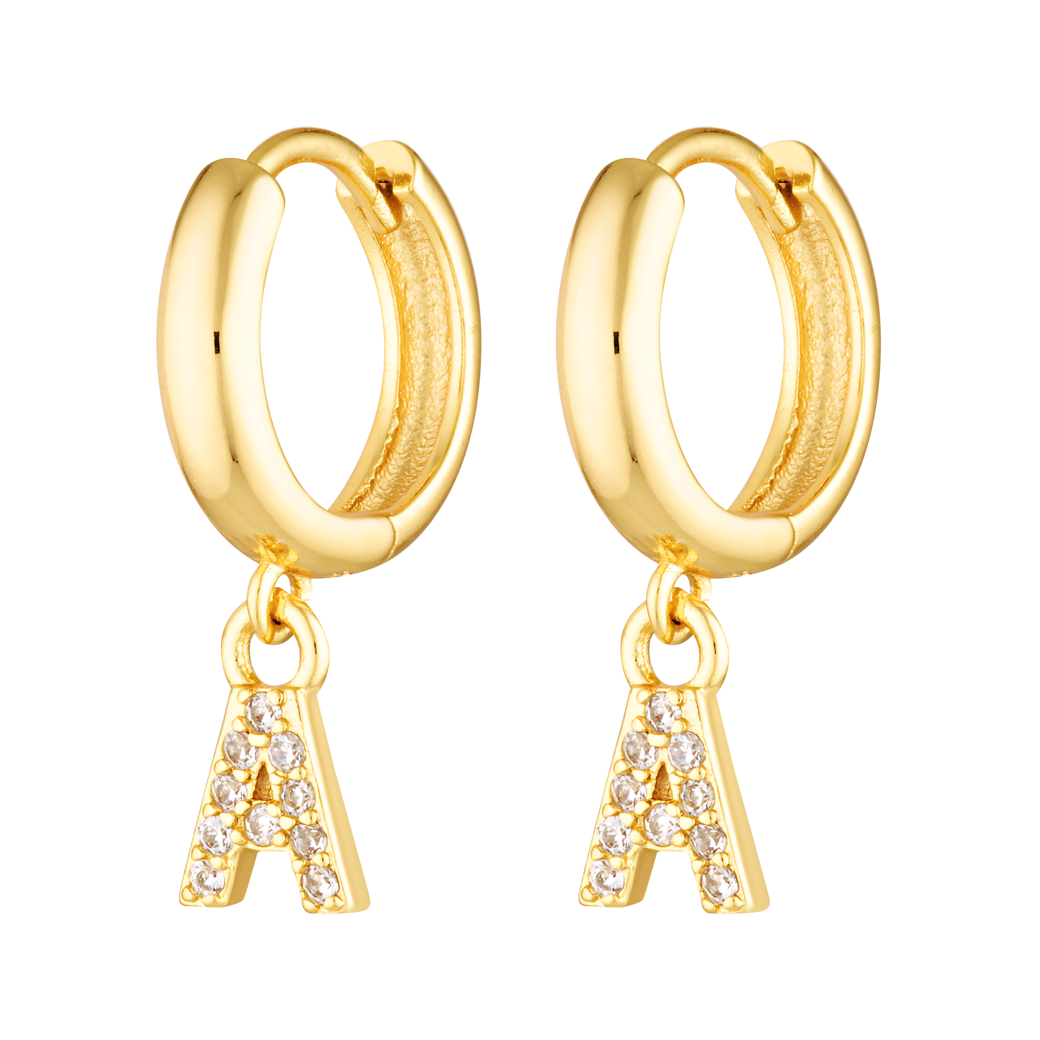 Gold fill initial letter hoops