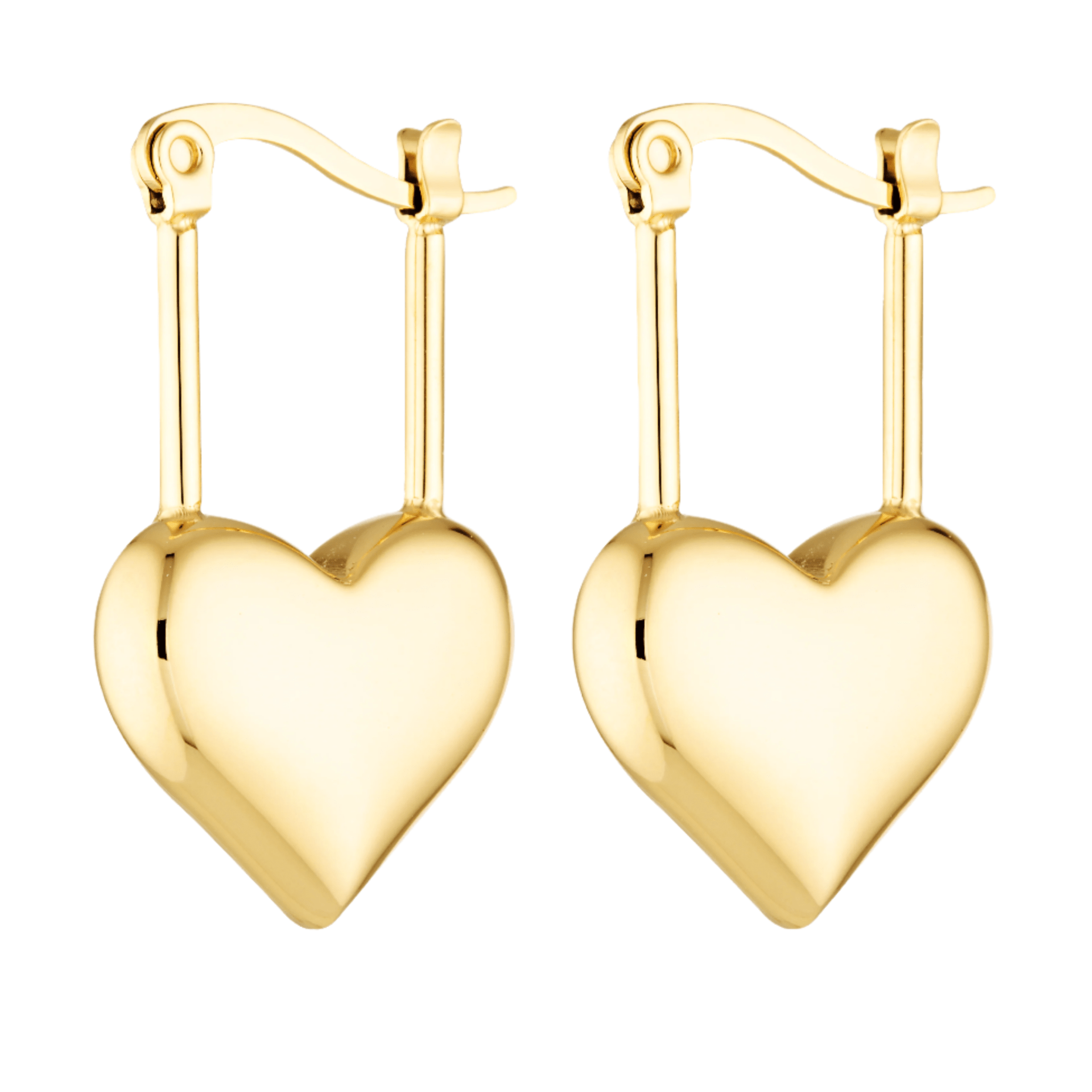 Padlock style heart drop earrings 