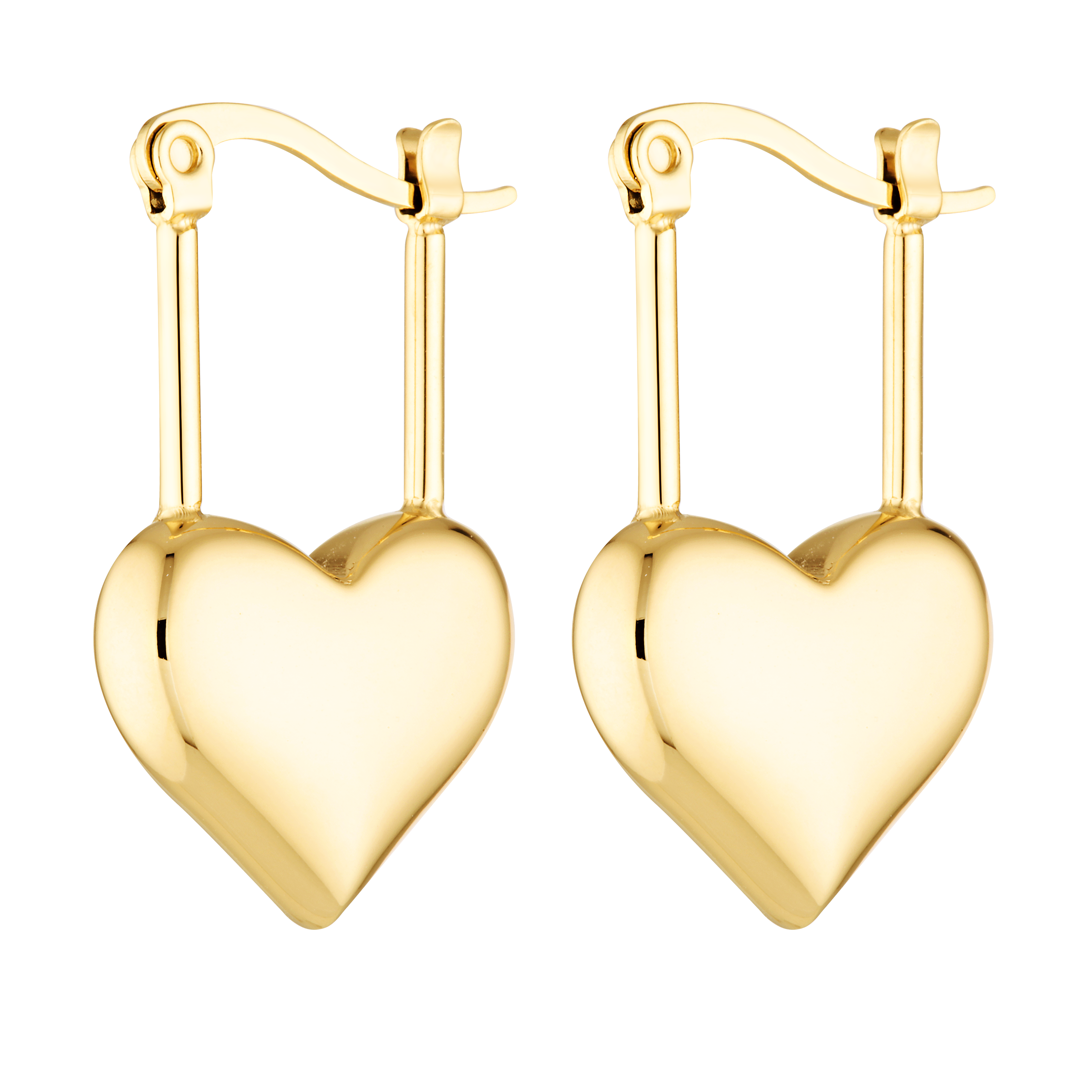 Padlock style heart drop earrings 