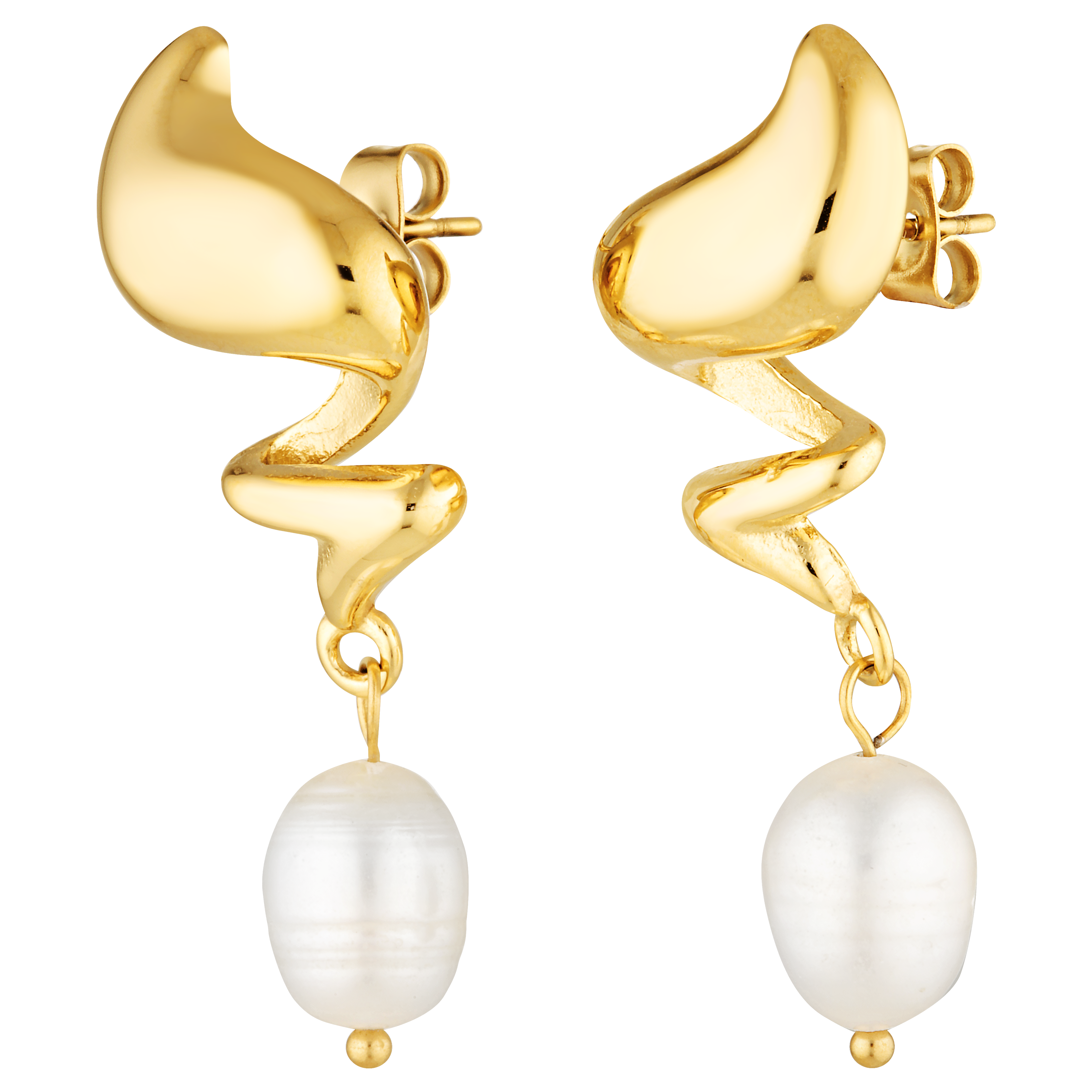 Spiral Pearl earrings - freshwater pearls