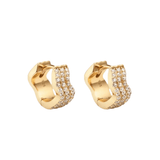 Chunky wavy designed vermeil gold Huggies with cubic zirconia crystal detail 