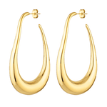 Long sculptural gold hoop earrings 