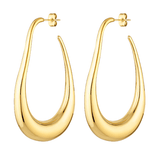 Long sculptural gold hoop earrings 