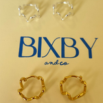 Zig zag style Alma hoops on Bixby and Co packaging 