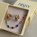 Bixby set - Carnival colourful hoops and rainbow necklace in Bixby packaging 