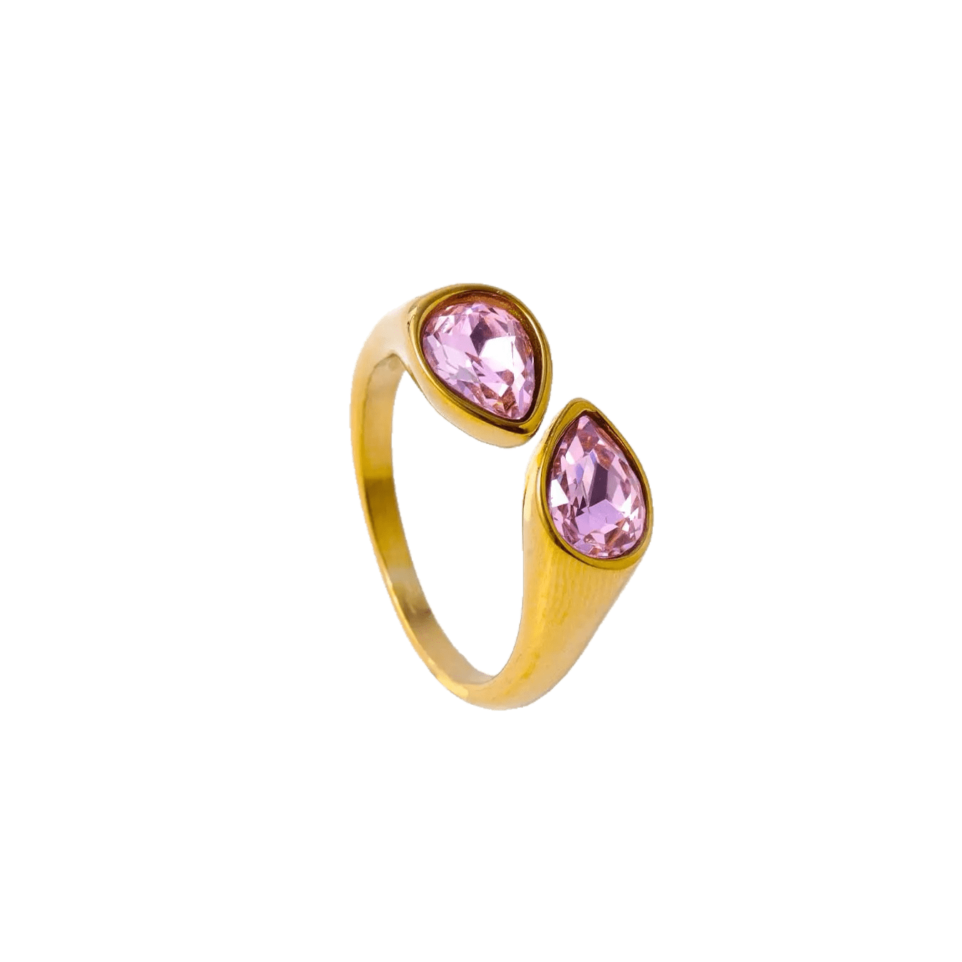 Pink gemstone adjustable gold ring 