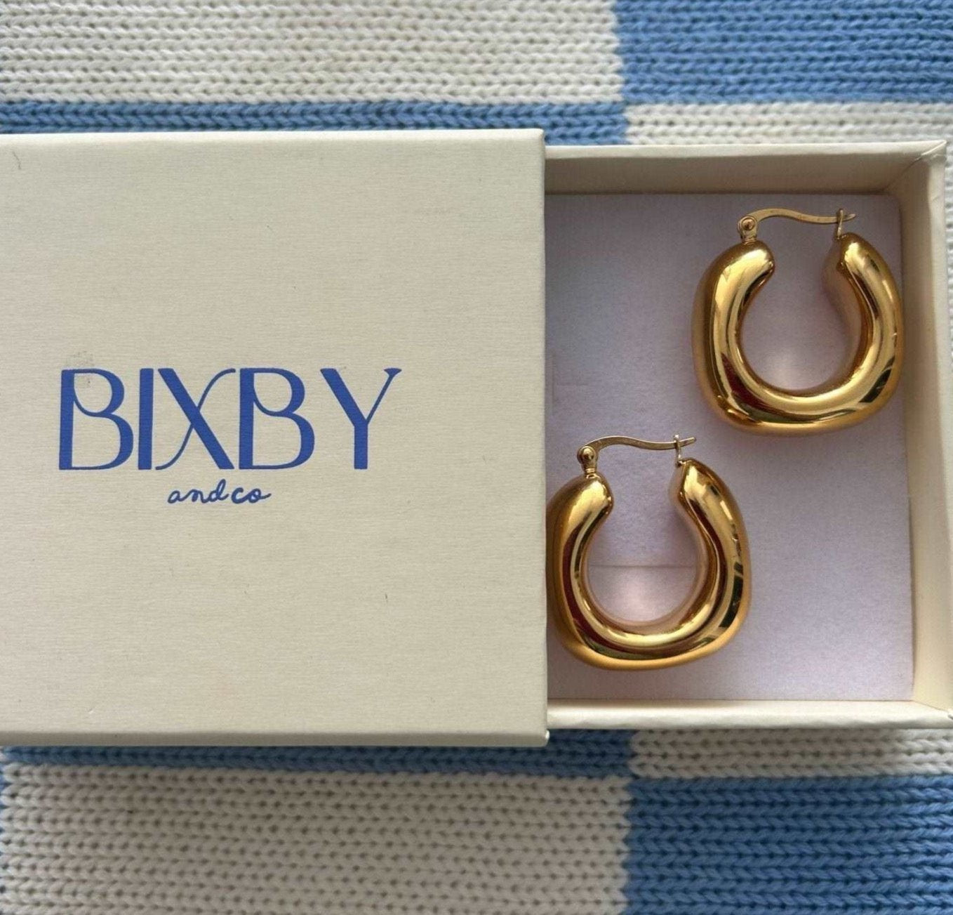 Bixby and Co packaging and new gold Pamu hoops