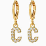 Letter C crystal initial hoops 