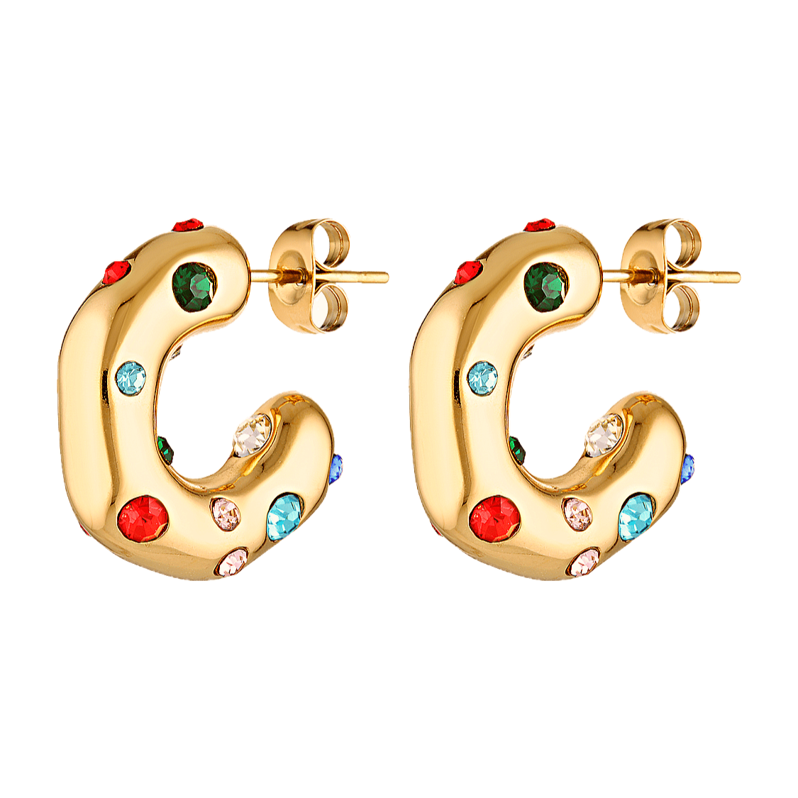 gold filled earrings rainbow hoops 