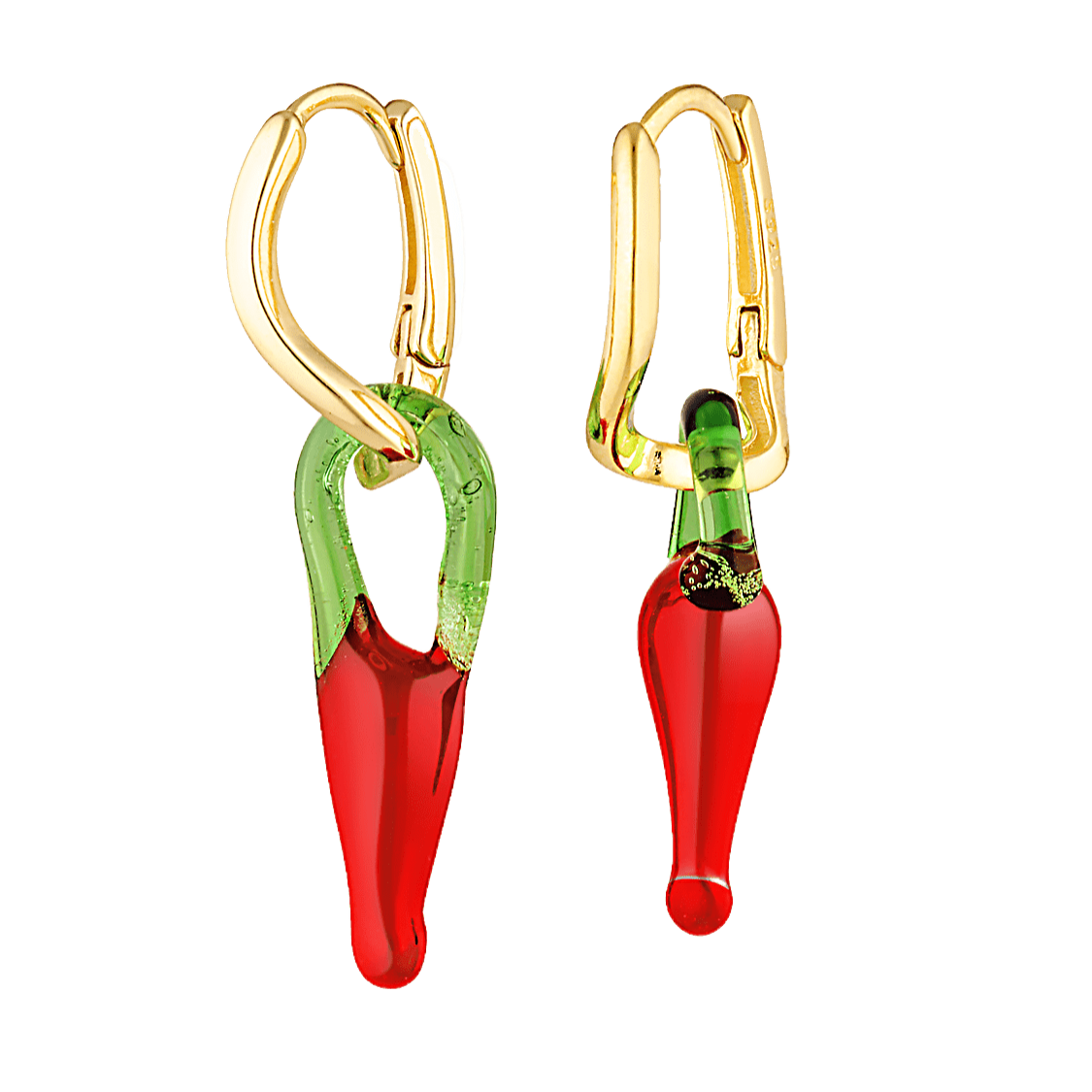 Glass chilli pepper charm earrings 