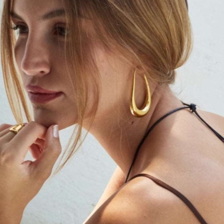 Ruben Drop Hoops in 18k gold fill