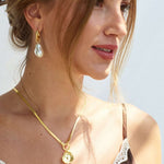 gold and freshwater pearl Etta hoops