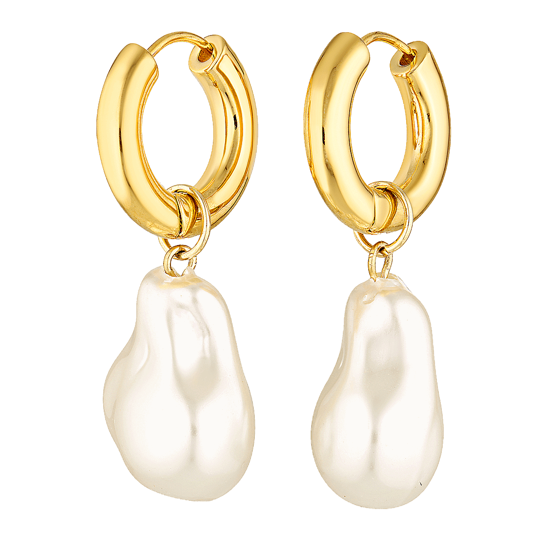 gold filled pearl pendant hoops