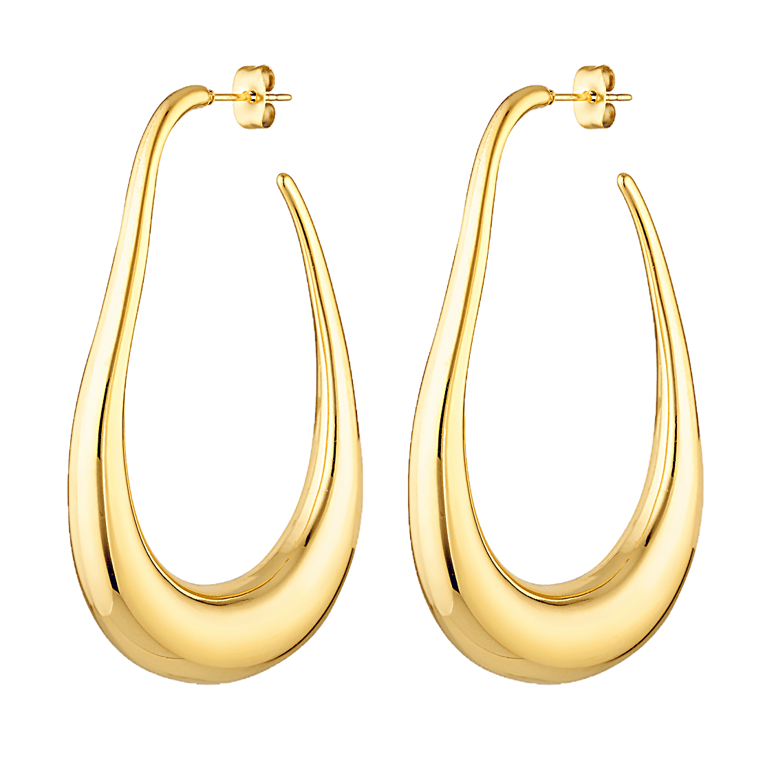 Long sculptural hoop earrings 